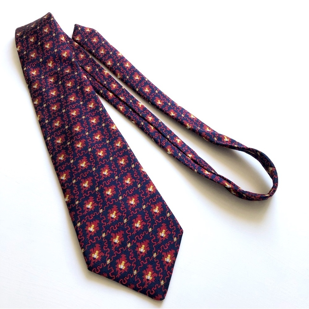 Vintage 70’s Oscar De La Renta For After Six Navy Burgundy Funky Retro Tie